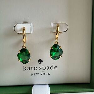 Kate Spade Emerald Green & Gold Huggie Earrings